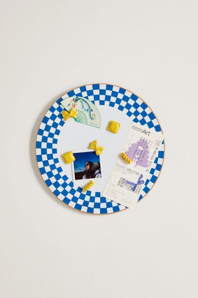 Urban Outfitters Dinner Plate Round Cork Board & Icon Pin Set In Blue At