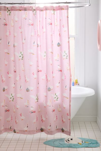 Urban Outfitters Cheeky Goose Patterned Shower Curtain In Pink At  In Pink