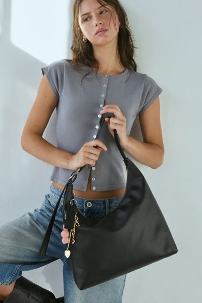 Baggu Recycled Leather Shoulder Bag In Black, Women's At Urban Outfitters