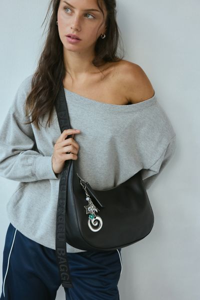 Baggu Medium Recycled Leather Crescent Bag In Black, Women's At Urban Outfitters In Black