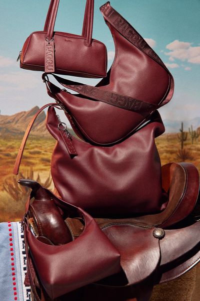 Baggu Medium Recycled Leather Crescent Bag In Mahogany, Women's At Urban Outfitters In Brown