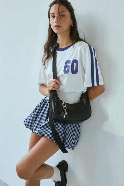 Baggu Small Recycled Leather Crescent Bag In Black, Women's At Urban Outfitters In Black