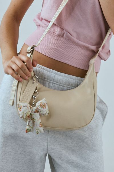Baggu Small Recycled Leather Crescent Bag In Stone, Women's At Urban Outfitters In Stone