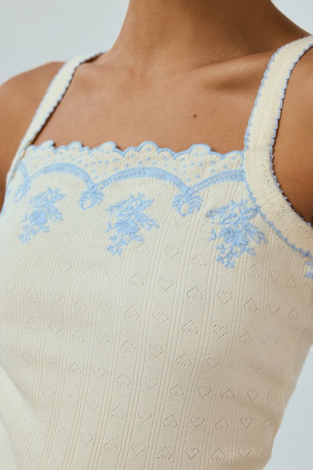 Out From Under Laney Embroidered Trim Pointelle Knit Tank Top #2