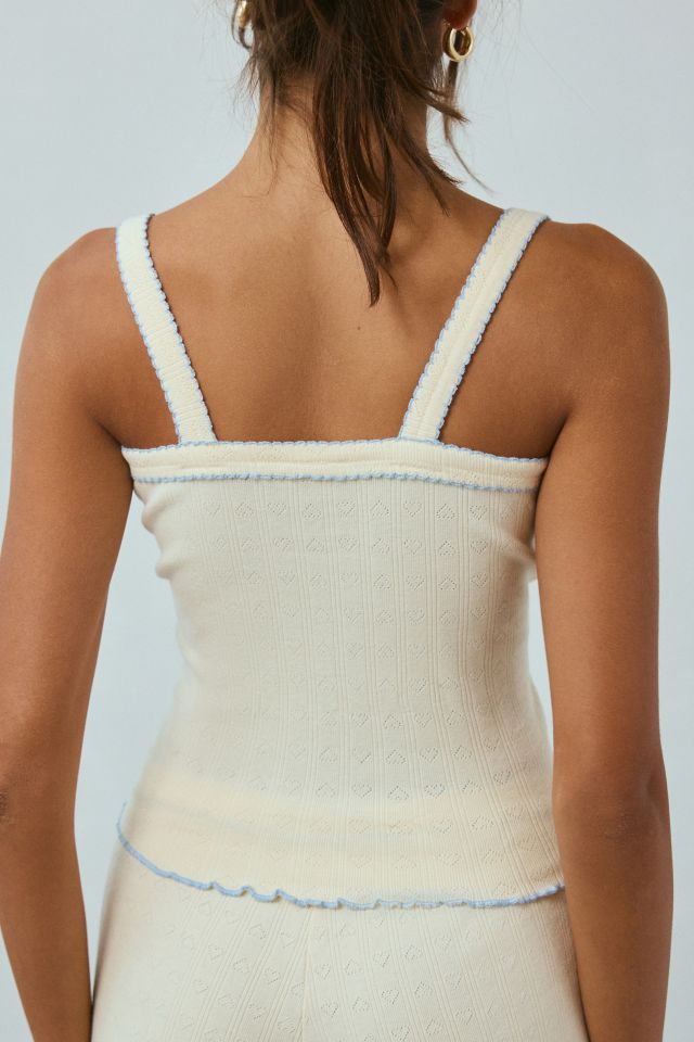 Out From Under Laney Embroidered Trim Pointelle Knit Tank Top #3