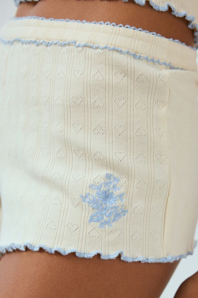 Out From Under Laney Embroidered Trim Pointelle Knit Micro Short #1