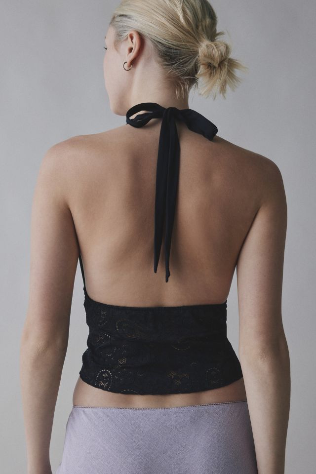 UO Natasha Plunging Paisley Lace Halter Top #2