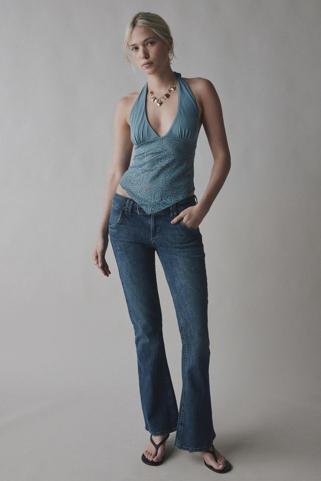 UO Natasha Plunging Paisley Lace Halter Top #2