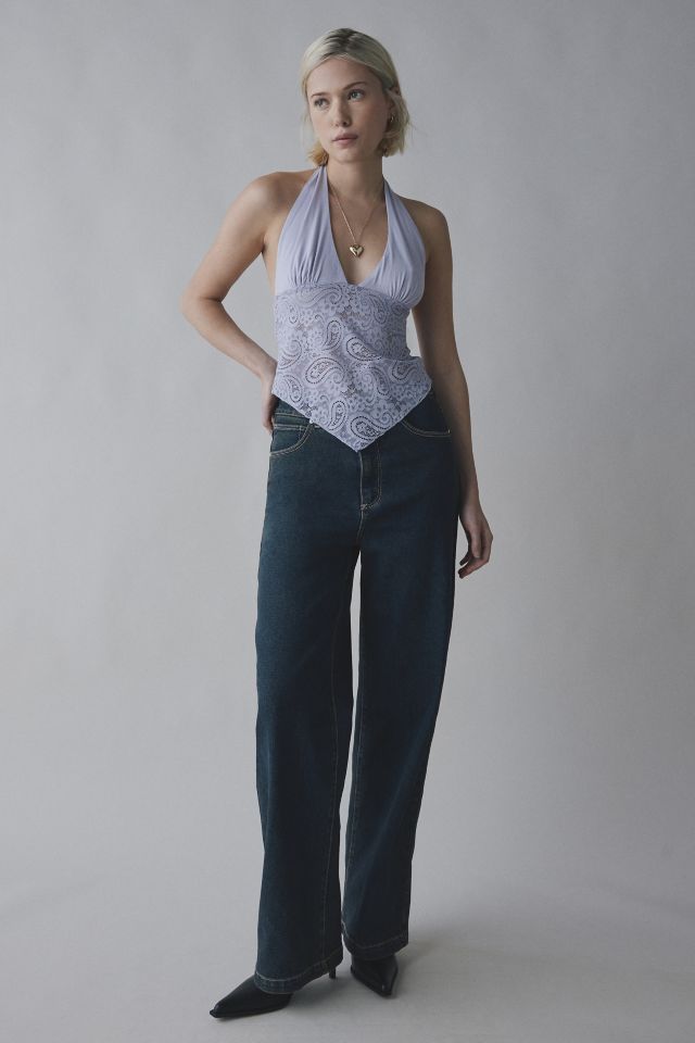 UO Natasha Plunging Paisley Lace Halter Top #2