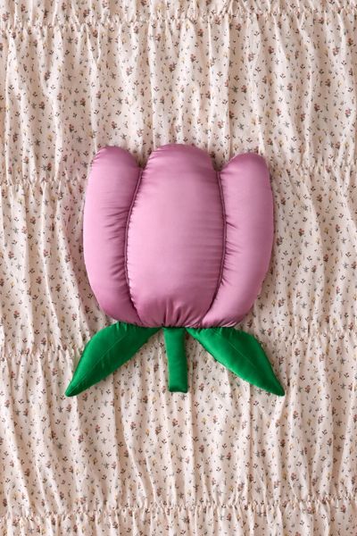 Urban Outfitters Tulip Shape Satin Throw Pillow In Pink At