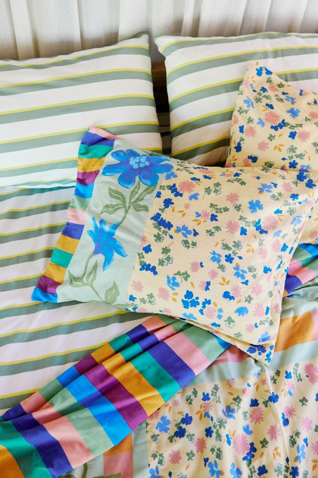 Ensemble de Taies d'Oreiller Teagan Floral et Rayé #1