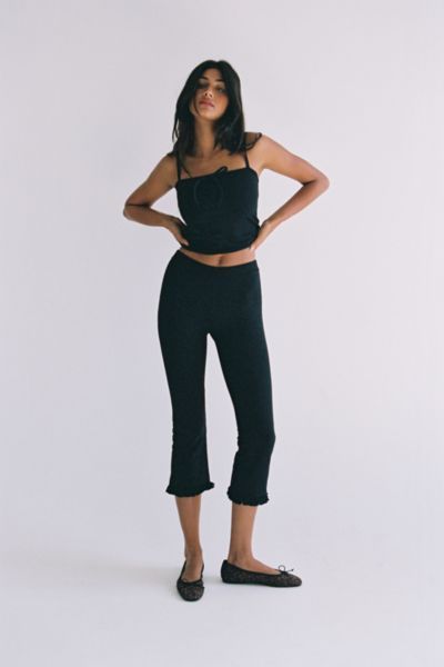Rat Boi Ruffle Capri Pants In Onyx, Women's At Urban Outfitters In Onyx
