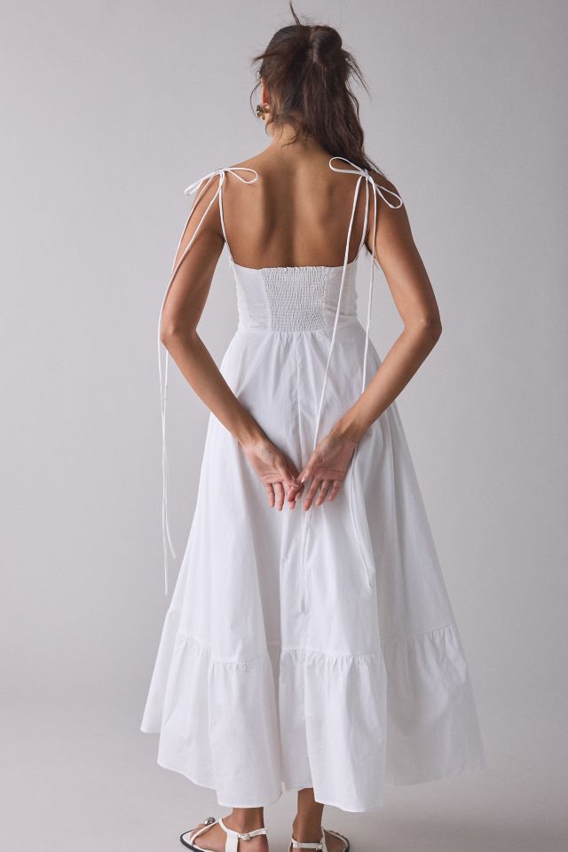 Glamorous Tie-Strap Cotton Poplin Tiered Midi Dress #1