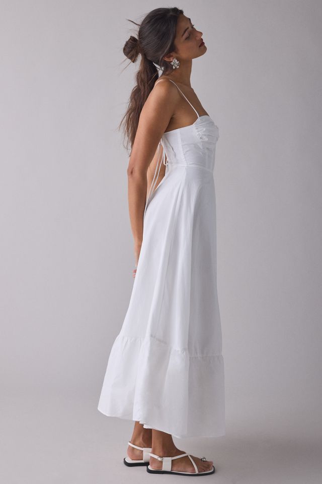 Glamorous Tie-Strap Cotton Poplin Tiered Midi Dress #3