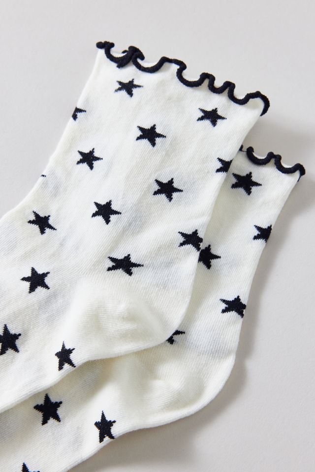 Heart Allover Print Lettuce Edge Crew Sock #1