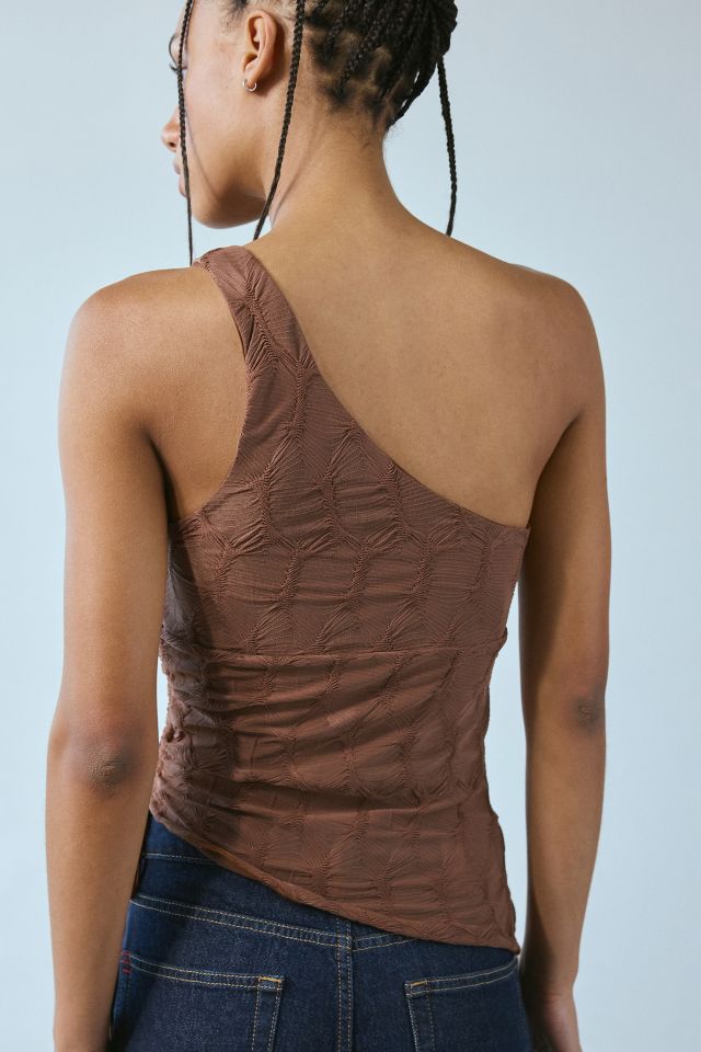 UO Remy Asymmetric One Shoulder Ruched Crop Top #3