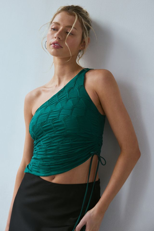 UO Remy Asymmetric One Shoulder Ruched Crop Top #1