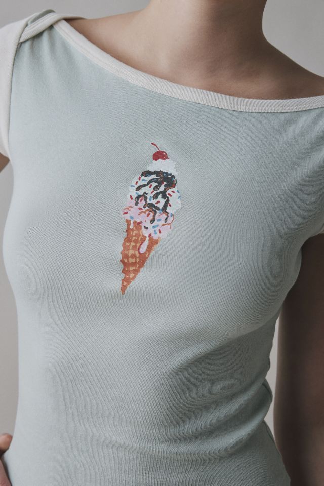 Kimchi Blue Willow Ice Cream Graphic Boatneck Baby Tee #1
