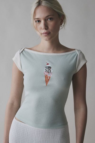 Kimchi Blue Willow Ice Cream Graphic Boatneck Baby Tee