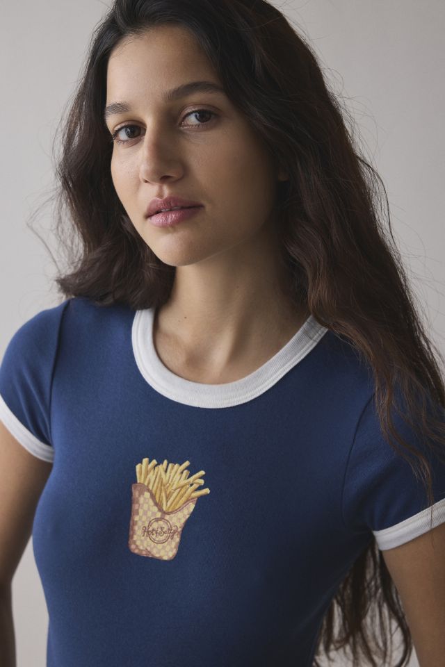 Kimchi Blue Too Perfect Fries Graphic Ringer Baby Tee #1