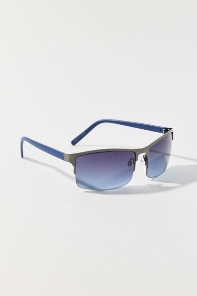 Urban Outfitters Rickey Metal Shield Sunglasses In Black, Men's At  In Black