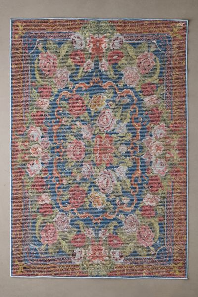 Urban Outfitters Sabina Floral Rug In Blue At