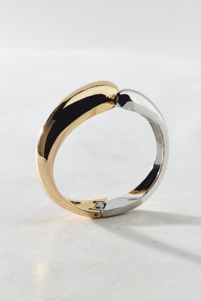 Urban Outfitters Double Dome Metal Cuff Bracelet In Silver/gold, Women's At  In Gold