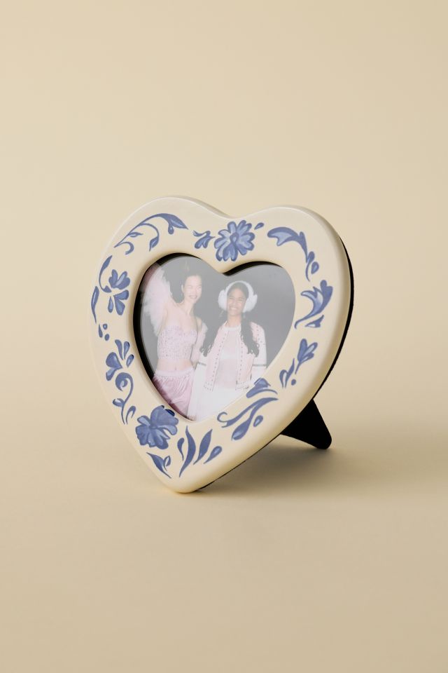 Country Heart Shape Ceramic 4x4 Picture Frame #1