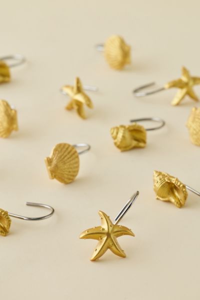 Urban Outfitters Ocean Life Icon Resin Shower Curtain Hook Set In Brass At