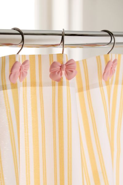 Urban Outfitters Bow Shower Curtain Hook Set In Pink At