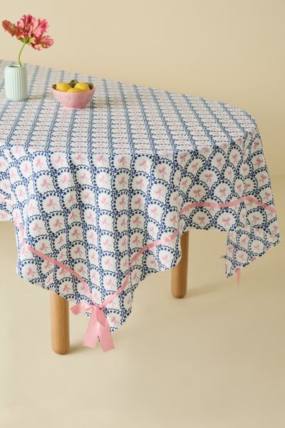 Urban Outfitters Bow Pattern Embellished Tablecloth In Pink Combo At