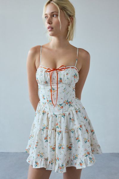 Robe Mini Corset à Taille Basse à Volants Kiss The Sky Villa