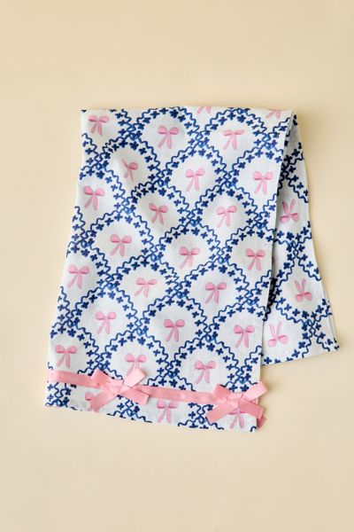 Bow Pattern Embellished Tea Towel
