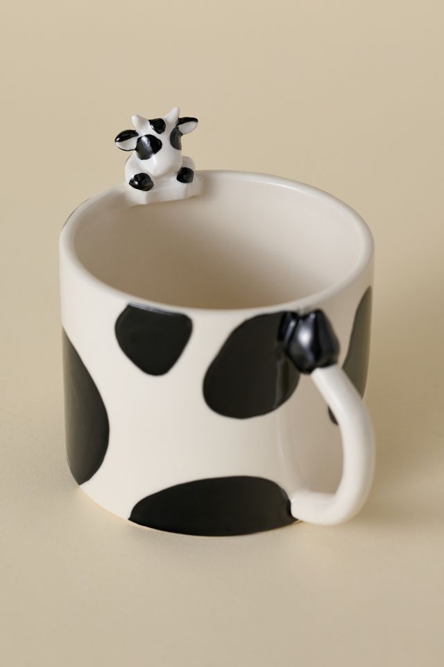 Peeking Cow Sculpture Ceramic Mug #1