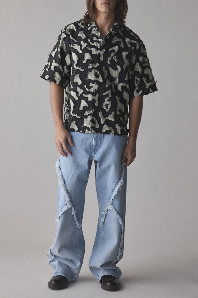 FRIED RICE Abstract Pattern Boxy Short Sleeve Shirt #3