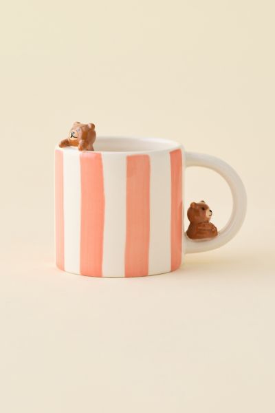 Sleeping Teddy Bear Sculpted Ceramic Mug