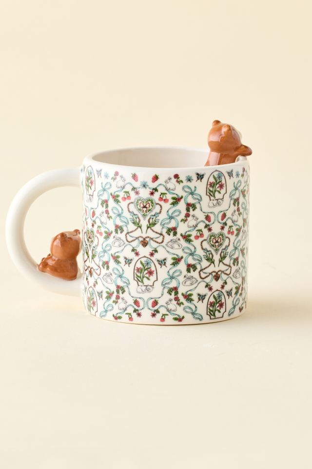 Sleeping Teddy Bear Sculpted Ceramic Mug #1