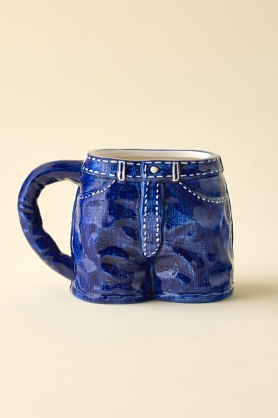 Urban Outfitters Bdg Denim Jort Shape Ceramic Mug In Tinted Denim At