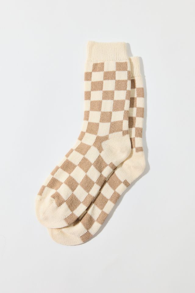 Checkerboard Print Crew Sock #1