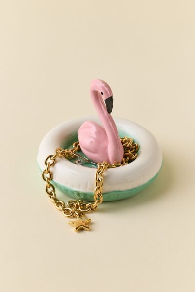 Flamingo Pool Floatie Ceramic Catch-All Dish