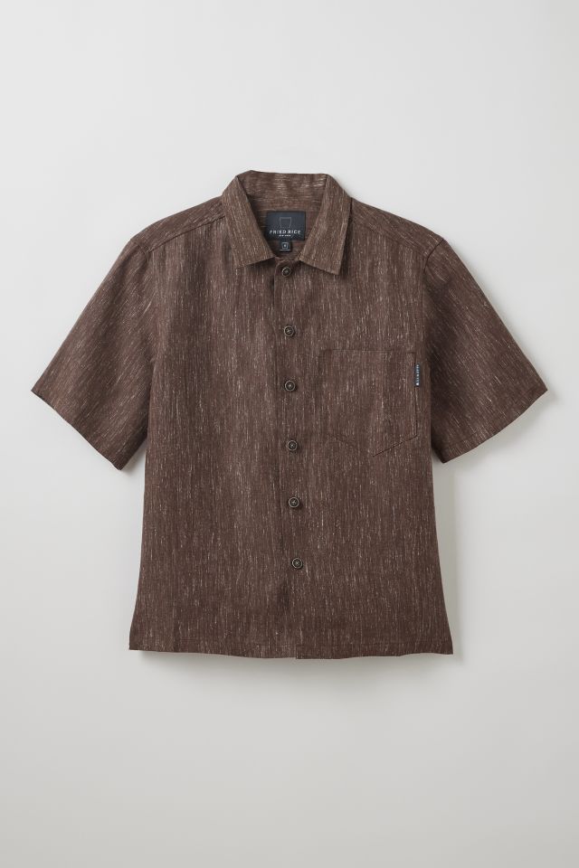 FRIED RICE Textured Linen Short Sleeve Shirt #1