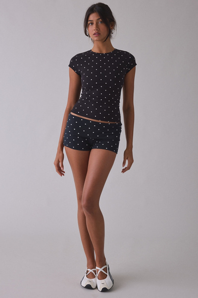 Out From Under Bec Foldover Shorts in Black/White, Women's at Urban Outfitters
