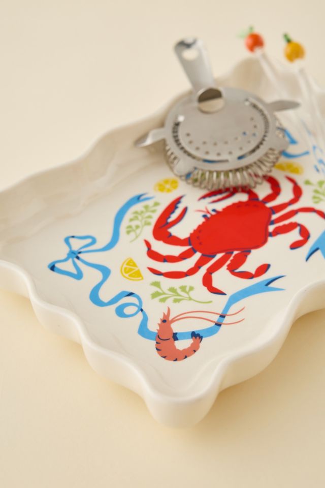 Crab Icon Wavy Serving Platter #2
