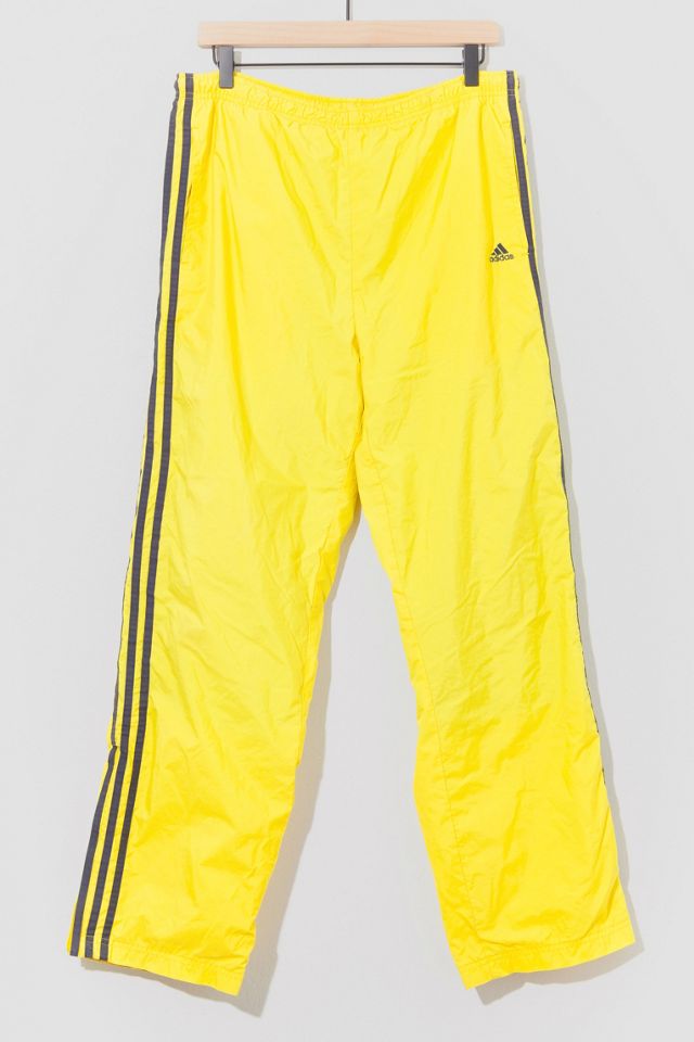 Vintage 1990s Adidas Yellow 3 Stripe Nylon Warm Up Pants | Urban