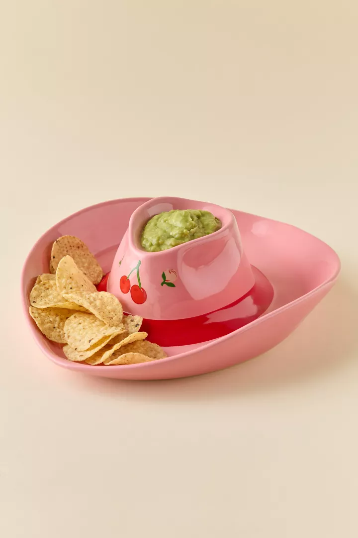 Cowgirl Hat Chip & Dip Ceramic Serving Bowl
