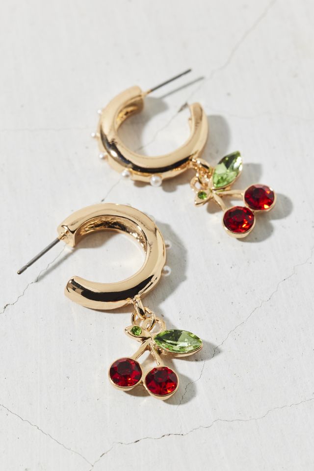 Cherry Gems Charm Hoop Earring #1