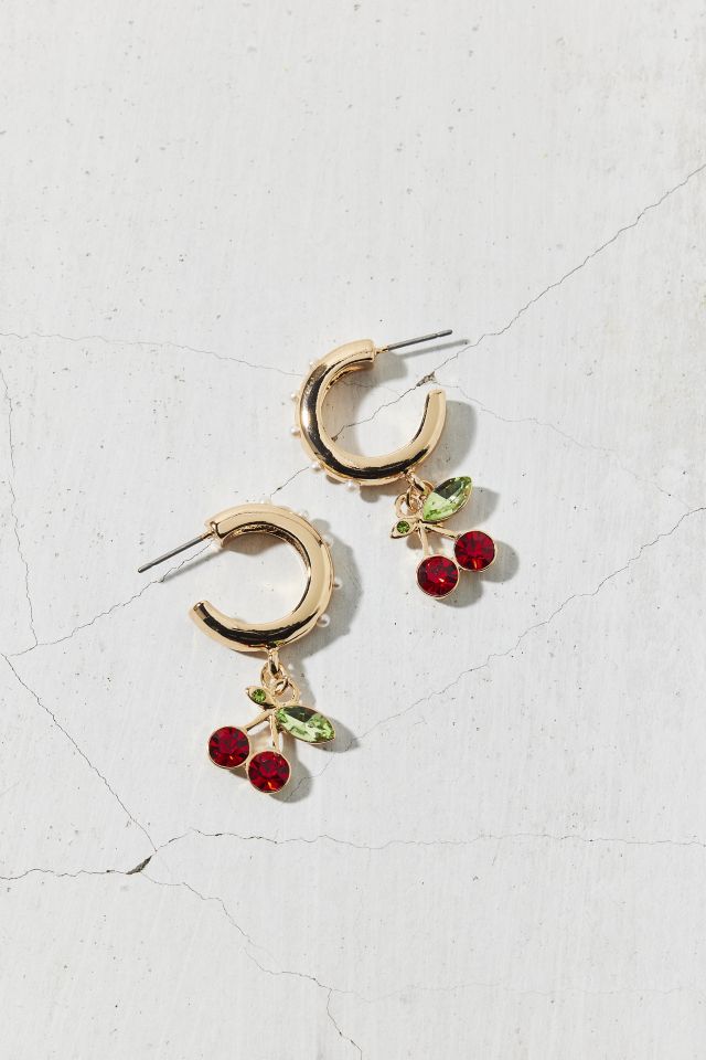 Cherry Gems Charm Hoop Earring #2