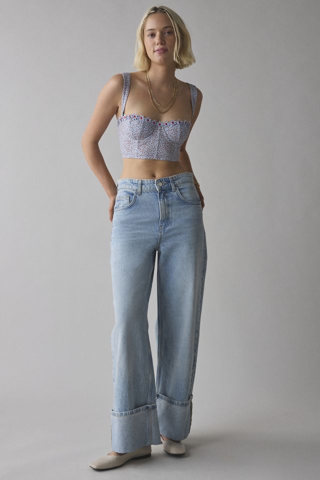 Out From Under Gillian Daisy Applique Corset Bra Top #1