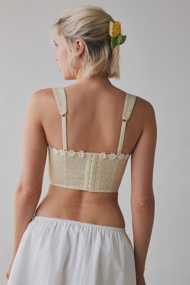 Out From Under Gillian Daisy Applique Corset Bra Top #1