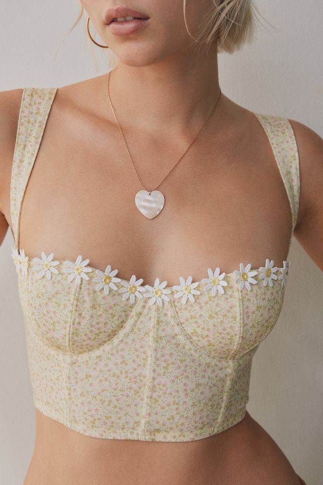 Out From Under Gillian Daisy Applique Corset Bra Top #2